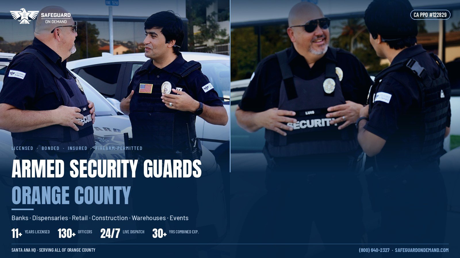 Armed security guards in Orange County, California - Safeguard On Demand licensed officers, CA PPO #122829