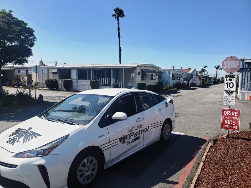 Safeguard Patrol On Demand vehicle patrolling a mobile home community in California