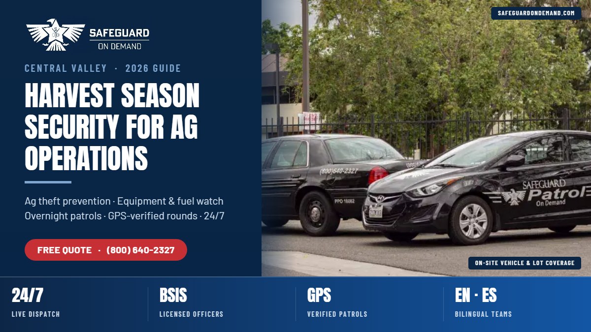HARVEST SEASON SECURITY FOR AG OPERATIONS — Safeguard On Demand