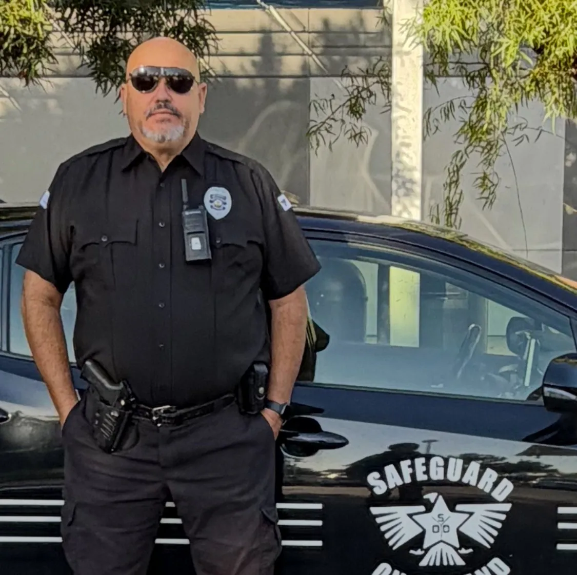 Armed Safeguard On Demand officer on post in San Diego