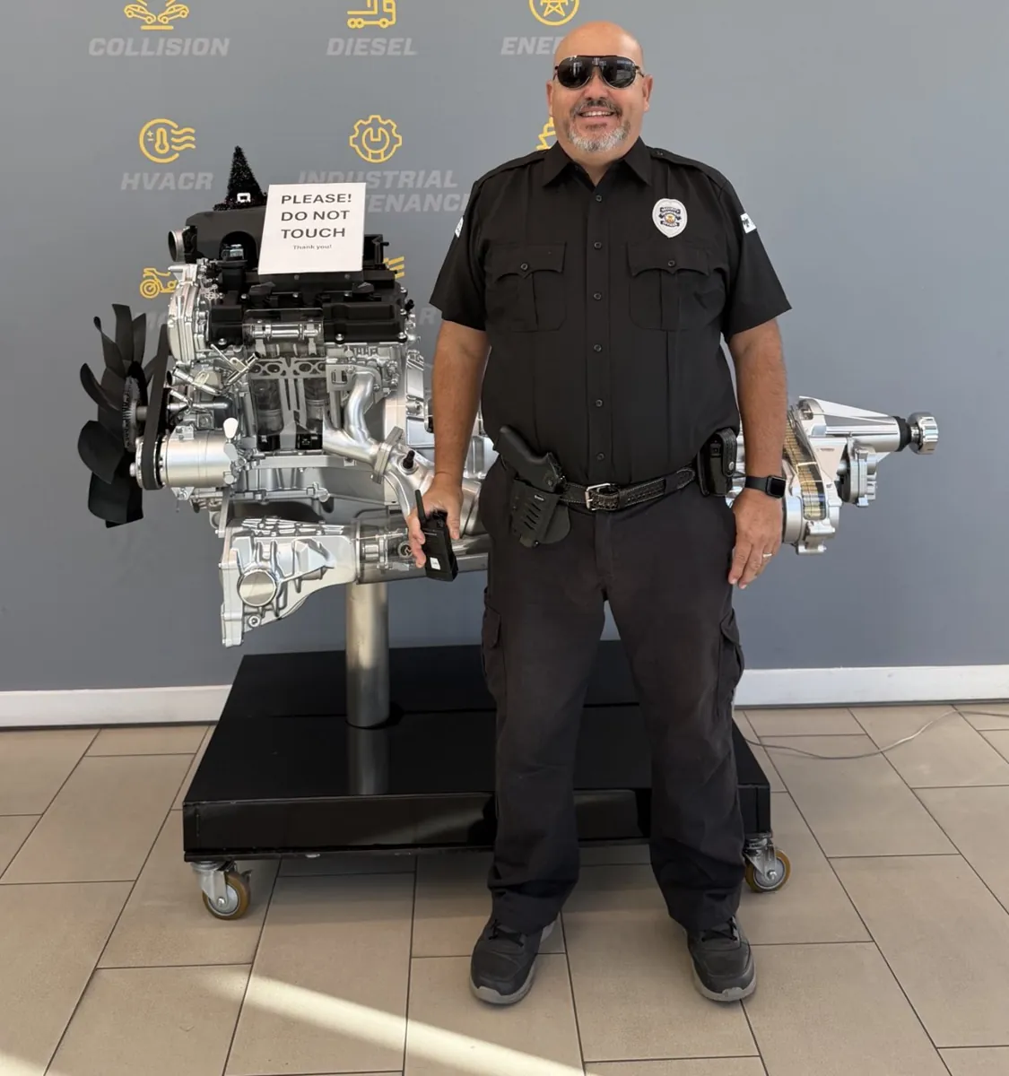Officer on post in a corporate lobby